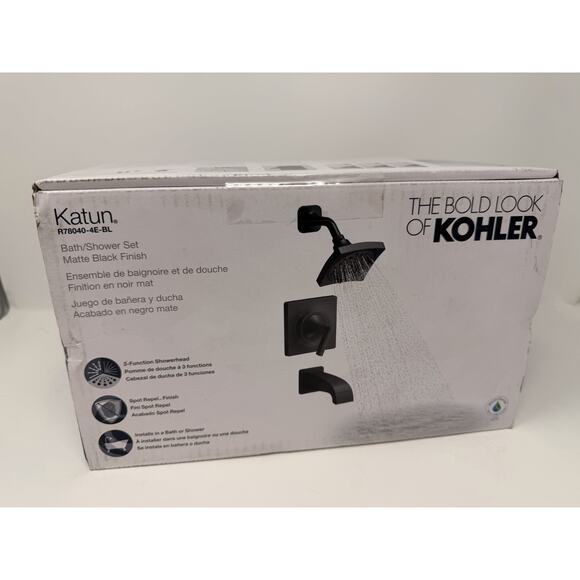 Kohler Katun K-R78040-4E-BL 3-Spray Tub and Shower Faucet with Valve Matte Black - Picture 2 of 5